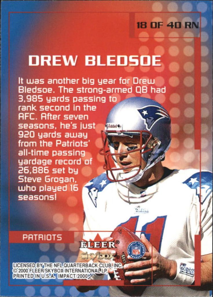 Drew Bledsoe Fleer Impact Rewind Football Card Djs