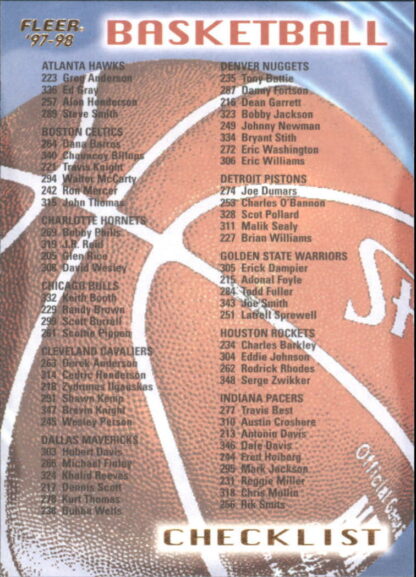 Checklist 1997 98 Fleer #349 Hawks/Kings Basketball Card