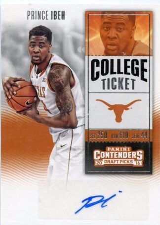 Prince Ibeh 2016 Panini Contenders College Ticket Autograph Basketball Card