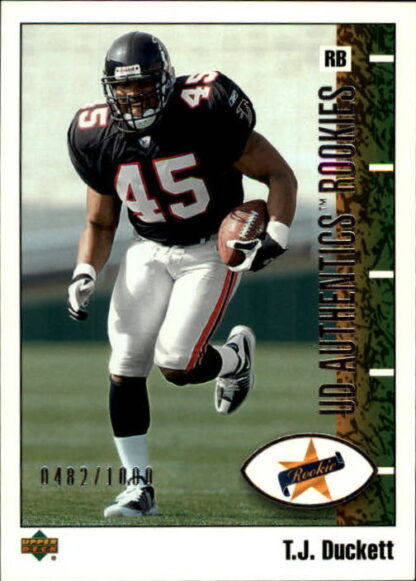 TJ Duckett 2002 UD Authentics Rookies #93 Football Card