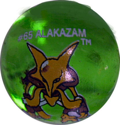 Alakazam #65 Green Colored GLASS Vintage Pokemon MARBLE