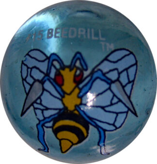 Beedrill #15 Blue Colored GLASS Vintage Pokemon MARBLE