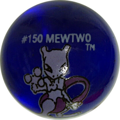 Mewtwo #150 Dk. Blue Colored GLASS Vintage Pokemon MARBLE