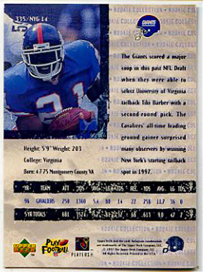 : 2006 Bowman Sterling Tiki Barber Giants Game Used Jersey  Football Card #BS-TBA : Collectibles & Fine Art